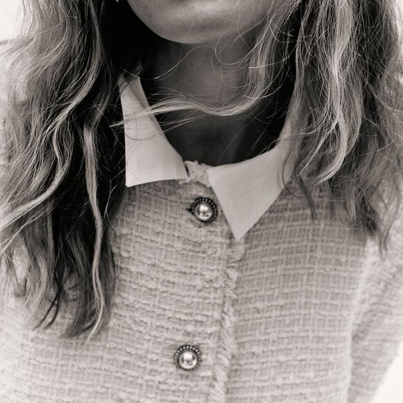 Cropped Bouclé-weave Jacket - Picture 6 of 7